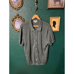 The Tie Bar Chicago Placket Pointelle Polo Cilantro Green Men’s XL